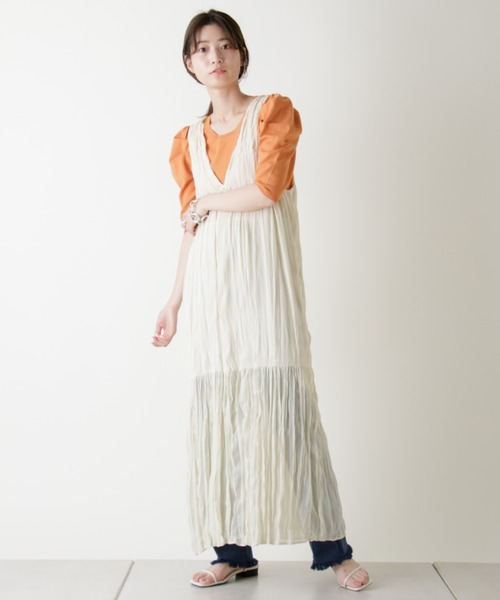 Kastane(カスタネ)の「パフニット5分袖Tee(ニット/セーター・レディース・ブルー系その他/オレンジ/アイボリー/イエロー/ブラック・FREE)」の6枚目の写真