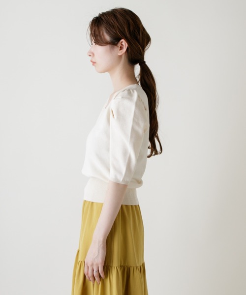 Kastane(カスタネ)の「パフニット5分袖Tee(ニット/セーター・レディース・ブルー系その他/オレンジ/アイボリー/イエロー/ブラック・FREE)」の15枚目の写真