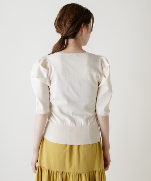 Kastane(カスタネ)の「パフニット5分袖Tee(ニット/セーター・レディース・ブルー系その他/オレンジ/アイボリー/イエロー/ブラック・FREE)」の8枚目の写真
