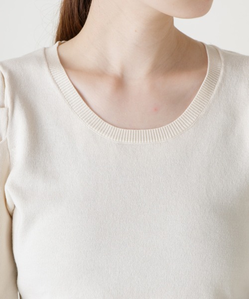 Kastane(カスタネ)の「パフニット5分袖Tee(ニット/セーター・レディース・ブルー系その他/オレンジ/アイボリー/イエロー/ブラック・FREE)」の17枚目の写真