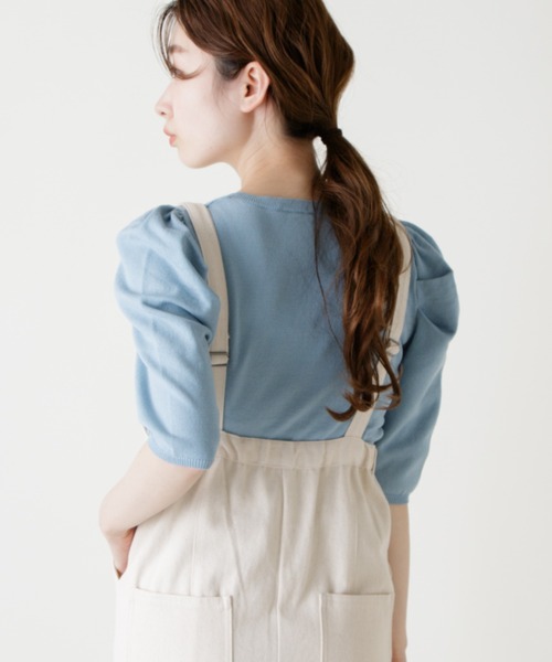 Kastane(カスタネ)の「パフニット5分袖Tee(ニット/セーター・レディース・ブルー系その他/オレンジ/アイボリー/イエロー/ブラック・FREE)」の7枚目の写真