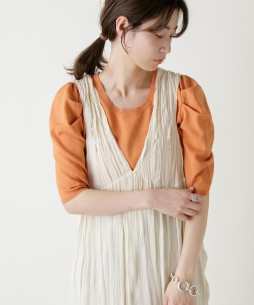 Kastane(カスタネ)の「パフニット5分袖Tee(ニット/セーター・レディース・ブルー系その他/オレンジ/アイボリー/イエロー/ブラック・FREE)」の16枚目の写真