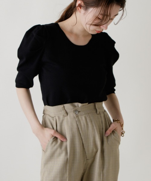 Kastane(カスタネ)の「パフニット5分袖Tee(ニット/セーター・レディース・ブルー系その他/オレンジ/アイボリー/イエロー/ブラック・FREE)」の14枚目の写真