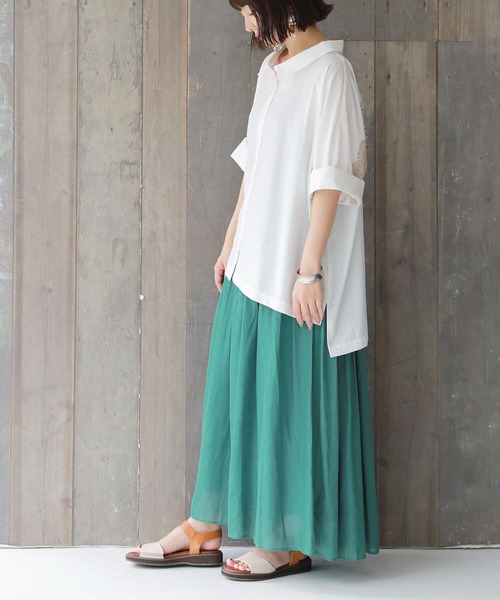 n'OrLABEL（ノアールレーベル）の「【廃盤】『配色バックレースドルマンシャツ』（シャツ/ブラウス・レディース・ブラック/オフホワイト/カーキ・FREE）」の6枚目の写真