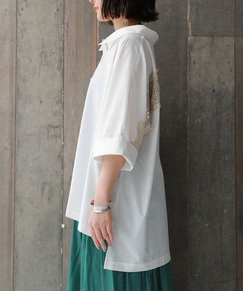 n'OrLABEL（ノアールレーベル）の「【廃盤】『配色バックレースドルマンシャツ』（シャツ/ブラウス・レディース・ブラック/オフホワイト/カーキ・FREE）」の10枚目の写真