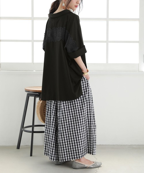 n'OrLABEL（ノアールレーベル）の「【廃盤】『配色バックレースドルマンシャツ』（シャツ/ブラウス・レディース・ブラック/オフホワイト/カーキ・FREE）」の15枚目の写真