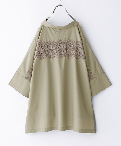 n'OrLABEL（ノアールレーベル）の「『配色バックレースドルマンシャツ』（シャツ/ブラウス・レディース・ブラック/オフホワイト/カーキ・FREE）」の13枚目の写真