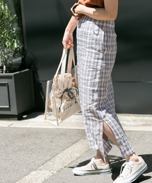 URBAN RESEARCH DOORS | リネンチェックタイトスカート∴(スカート)