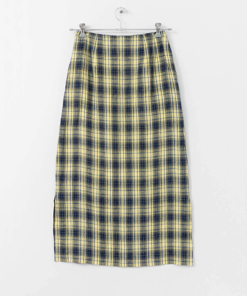 URBAN RESEARCH DOORS（アーバンリサーチドアーズ）の「リネンチェックタイトスカート∴（スカート・レディース・グレー/イエロー・38/36）」の13枚目の写真