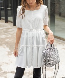 RASVOA | ウエストギャザースクエアネックワンピース(ワンピース)