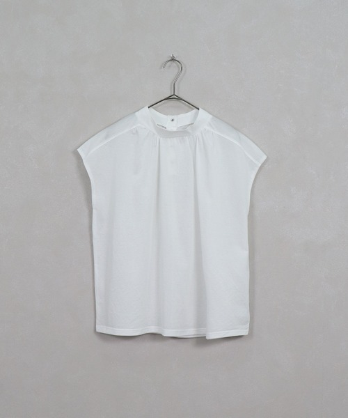 &g'aime（アンジェム）の「【&g'aime】リネンライクシアーギャザートップス（Tシャツ/カットソー・レディース・ホワイト/ブラック/カーキ・FREE）」の4枚目の写真