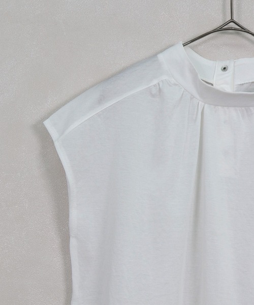 &g'aime（アンジェム）の「【&g'aime】リネンライクシアーギャザートップス（Tシャツ/カットソー・レディース・ホワイト/ブラック/カーキ・FREE）」の6枚目の写真