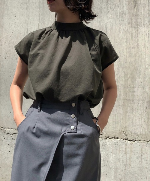 &g'aime（アンジェム）の「【&g'aime】リネンライクシアーギャザートップス（Tシャツ/カットソー・レディース・ホワイト/ブラック/カーキ・FREE）」の11枚目の写真