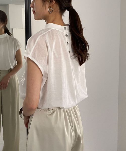 &g'aime（アンジェム）の「【&g'aime】リネンライクシアーギャザートップス（Tシャツ/カットソー・レディース・ホワイト/ブラック/カーキ・FREE）」の21枚目の写真