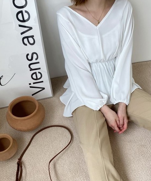 me+em select(ミームセレクト)の「ギャザーフリルテーパードパンツ【数量限定販売】(その他パンツ・レディース・ブラック/ベージュ/グレー・FREE)」の6枚目の写真