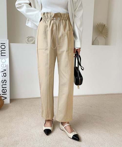 me+em select(ミームセレクト)の「ギャザーフリルテーパードパンツ【数量限定販売】(その他パンツ・レディース・ブラック/ベージュ/グレー・FREE)」の4枚目の写真