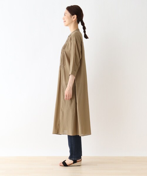 SHOO・LA・RUE（シューラルー）の「◆【M-3L】綿シフォンシャーリングワンピース（ワンピース・レディース・ブラック/ブラウン系/ホワイト系/ピンク系・03/05/04/02）」の6枚目の写真