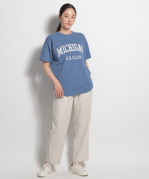 niko and...（ニコアンド）の「フットボールロゴTシャツ（Tシャツ/カットソー・レディース・クリーム/ライトブルー/チャコール/グリーン・MEDIUM/LARGE）」の8枚目の写真