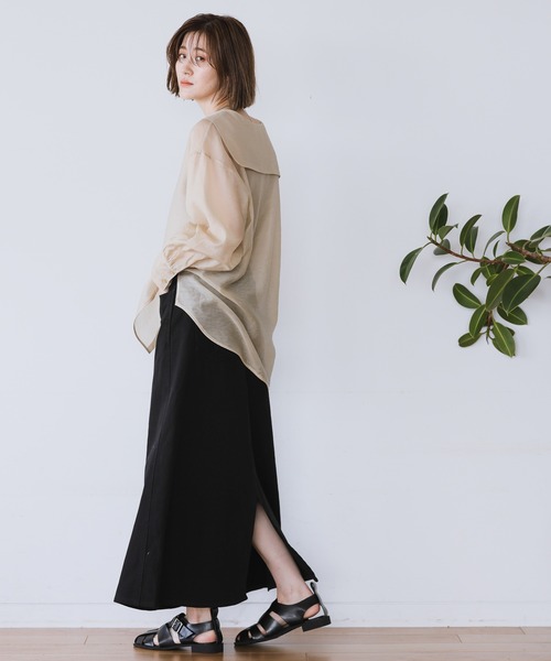 【関税込み】AGOLDE ブルー Astrid Slice デニム マキシスカート AZUL DENIM フリンジ切替デニムスカート｜WOMEN｜250ISB11-058J