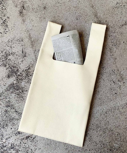 LIAN（リアン）の「【Made in Japan】エコバッグ型レザートート（エコバッグ/サブバッグ・レディース・オフホワイト/ブラック/グレイッシュベージュ/グリーン・FREE）」の13枚目の写真