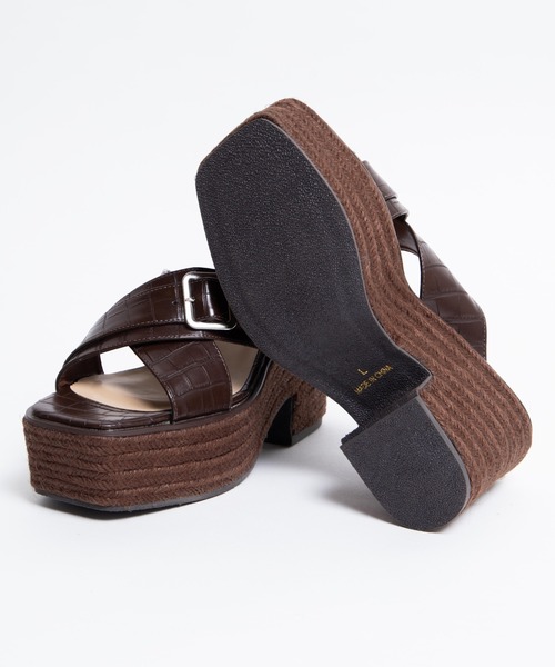 WEGO（ウィゴー）の「WEGO/クロスベルトジュートサンダル（サンダル・レディース・ブラック/ブラウン・MEDIUM/LARGE）」の9枚目の写真