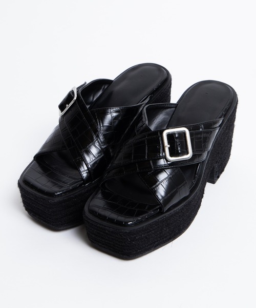 WEGO（ウィゴー）の「WEGO/クロスベルトジュートサンダル（サンダル・レディース・ブラック/ブラウン・MEDIUM/LARGE）」の3枚目の写真