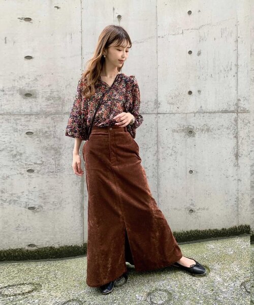 DRESSTERIOR（ドレステリア）の「◆クラッシュ別珍ナローマキシスカート（スカート・レディース・ナチュラル/ダークブラウン・34/38/36/40）」の16枚目の写真