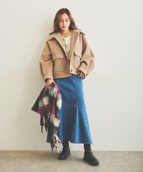 FREE'S MART(フリーズマート)の「【Sシリーズ対応】◆TRメルトンドロップルーズブルゾン(ブルゾン・レディース・ベージュ/ブラウン/グリーン・SMALL/MEDIUM)」の9枚目の写真