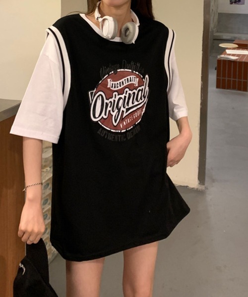 meJane(ミージェーン)の「OriginalサークルプリントバスケタンクトップドッキングTシャツ【ZOZOTOWN限定】(Tシャツ/カットソー・レディース・ホワイト/ブラック・FREE)」の12枚目の写真
