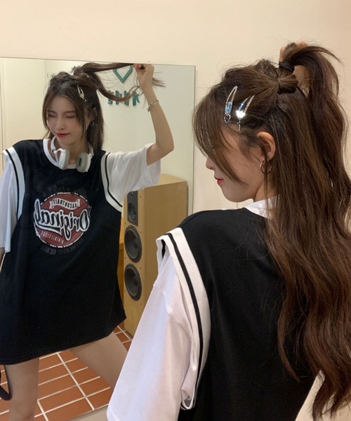 meJane(ミージェーン)の「OriginalサークルプリントバスケタンクトップドッキングTシャツ【ZOZOTOWN限定】(Tシャツ/カットソー・レディース・ホワイト/ブラック・FREE)」の10枚目の写真