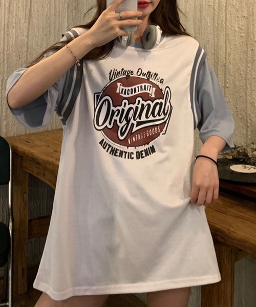 meJane(ミージェーン)の「OriginalサークルプリントバスケタンクトップドッキングTシャツ【ZOZOTOWN限定】(Tシャツ/カットソー・レディース・ホワイト/ブラック・FREE)」の4枚目の写真
