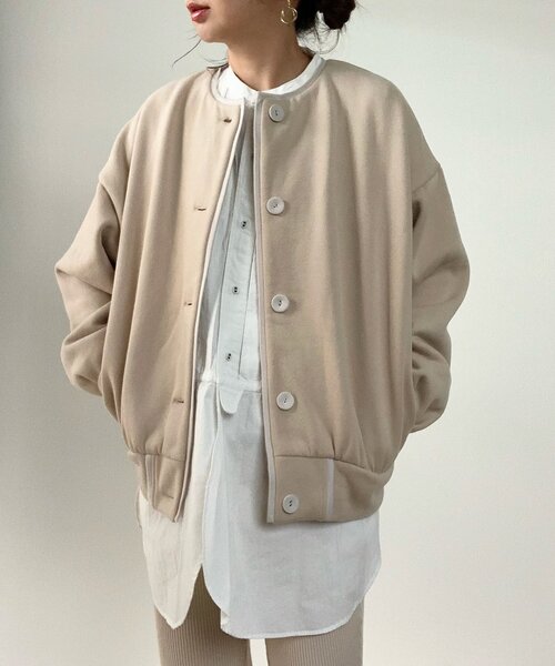 ZOZOMARKET（ゾゾマーケット）の「【maiko×ZOZO】パイピングスウェットカーディガン（カーディガン/ボレロ・レディース・ブラック/ライトベージュ/ダークベージュ・FREE）」の7枚目の写真