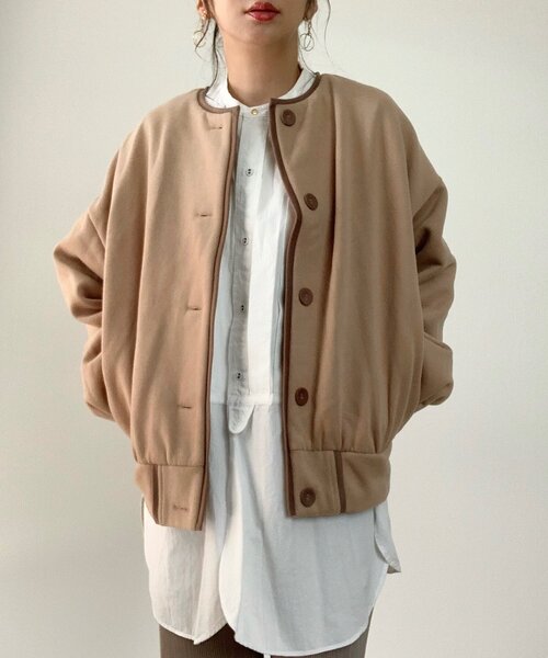 ZOZOMARKET（ゾゾマーケット）の「【maiko×ZOZO】パイピングスウェットカーディガン（カーディガン/ボレロ・レディース・ブラック/ライトベージュ/ダークベージュ・FREE）」の8枚目の写真