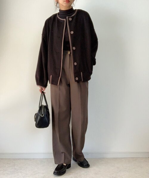 ZOZOMARKET（ゾゾマーケット）の「【maiko×ZOZO】パイピングスウェットカーディガン（カーディガン/ボレロ・レディース・ブラック/ライトベージュ/ダークベージュ・FREE）」の17枚目の写真