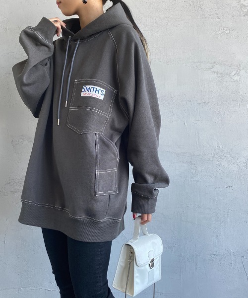 SMITH'S（スミス）の「【Begin 12月号掲載】[SMITH'S/スミス] 別注ペインタースウェットパーカー（パーカー・レディース・グレー/ナチュラル/スミクロ・S/M/L）」の2枚目の写真