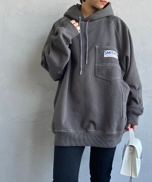 SMITH'S（スミス）の「【Begin 12月号掲載】[SMITH'S/スミス] 別注ペインタースウェットパーカー（パーカー・レディース・グレー/ナチュラル/スミクロ・S/M/L）」の9枚目の写真