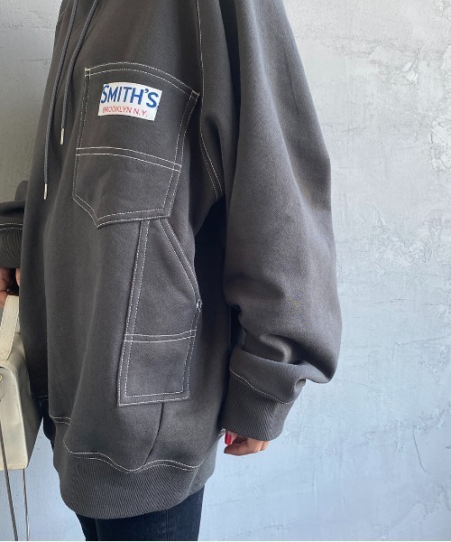 SMITH'S（スミス）の「【Begin 12月号掲載】[SMITH'S/スミス] 別注ペインタースウェットパーカー（パーカー・レディース・グレー/ナチュラル/スミクロ・S/M/L）」の15枚目の写真