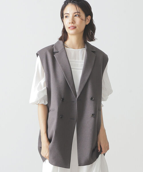 BEAMS LIGHTS(ビームスライツ)の「BEAMS LIGHTS / シャンブレー テーラード ベスト(ベスト・レディース・ネイビー/グレー・ONE SIZE)」の10枚目の写真