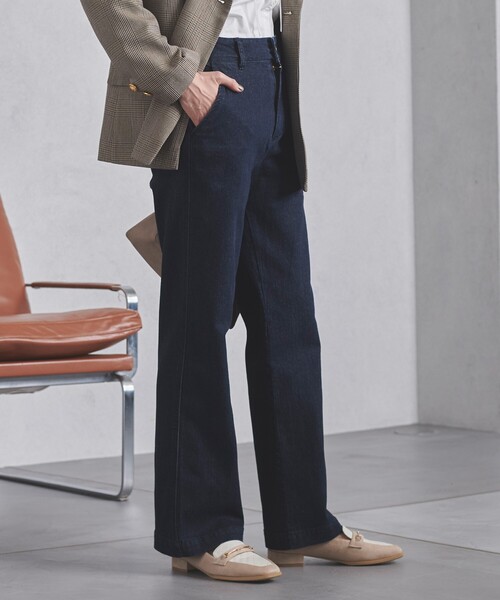 grove（グローブ）の「◆【S-LL】ストレッチデニムフレアーワイドパンツ（デニムパンツ・レディース・ベージュ/ブルー/ネイビー・02/03/04/01）」の2枚目の写真