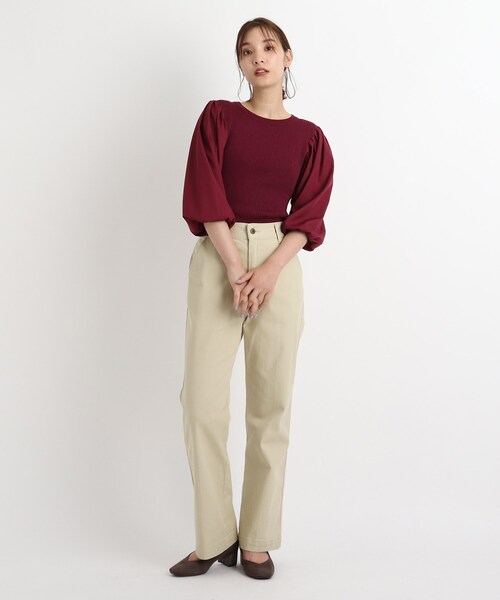 grove（グローブ）の「◆【S-LL】ストレッチデニムフレアーワイドパンツ（デニムパンツ・レディース・ベージュ/ブルー/ネイビー・02/03/04/01）」の17枚目の写真