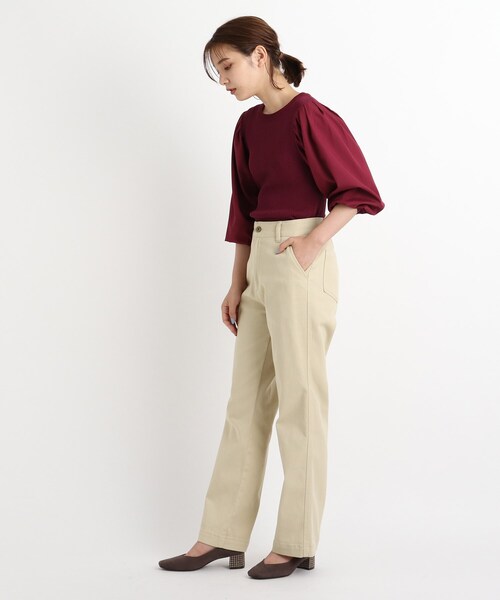 grove（グローブ）の「◆【S-LL】ストレッチデニムフレアーワイドパンツ（デニムパンツ・レディース・ベージュ/ブルー/ネイビー・02/03/04/01）」の11枚目の写真