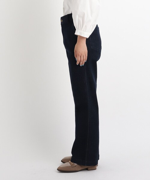 grove（グローブ）の「◆【S-LL】ストレッチデニムフレアーワイドパンツ（デニムパンツ・レディース・ベージュ/ブルー/ネイビー・02/03/04/01）」の10枚目の写真