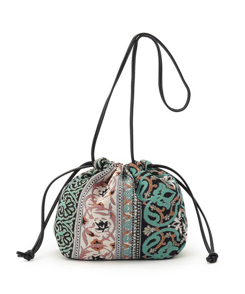 DRESKIP（ドレスキップ）の「◆アソート柄生地巾着ショルダー（ショルダーバッグ・レディース・ベージュ系4/ブラウン系6/ブラック系4/ブラック系7/ブラック系6・00）」の2枚目の写真