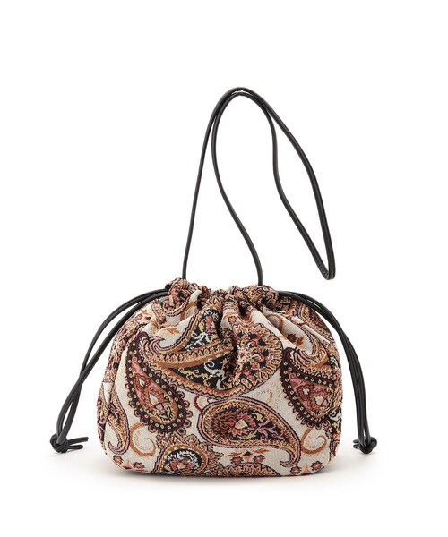 DRESKIP（ドレスキップ）の「◆アソート柄生地巾着ショルダー（ショルダーバッグ・レディース・ベージュ系4/ブラウン系6/ブラック系4/ブラック系7/ブラック系6・00）」の5枚目の写真