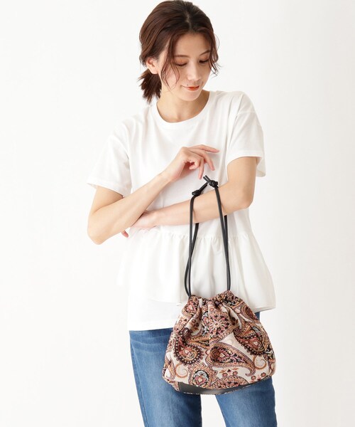 DRESKIP（ドレスキップ）の「◆アソート柄生地巾着ショルダー（ショルダーバッグ・レディース・ベージュ系4/ブラウン系6/ブラック系4/ブラック系7/ブラック系6・00）」の12枚目の写真