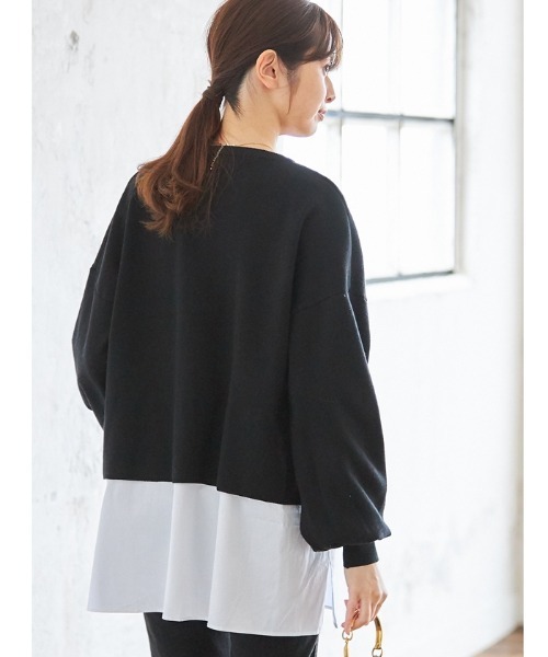 Cookie Chocolate(クッキーチョコレート)の「レイヤードニットプルオーバー(Tシャツ/カットソー・レディース・ブラック/グレー・M)」の14枚目の写真