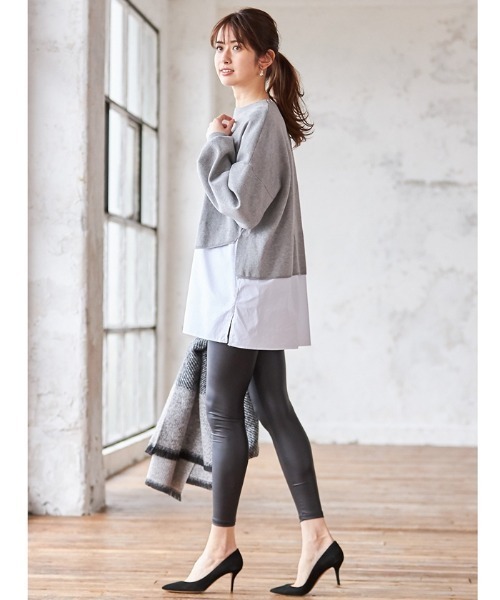 Cookie Chocolate(クッキーチョコレート)の「レイヤードニットプルオーバー(Tシャツ/カットソー・レディース・ブラック/グレー・M)」の9枚目の写真