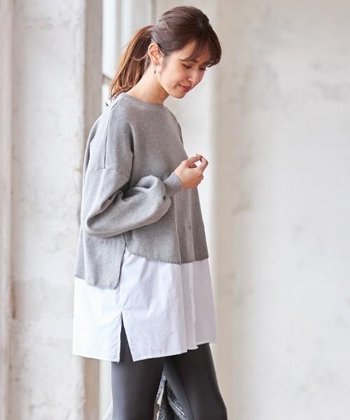 Cookie Chocolate(クッキーチョコレート)の「レイヤードニットプルオーバー(Tシャツ/カットソー・レディース・ブラック/グレー・M)」の17枚目の写真