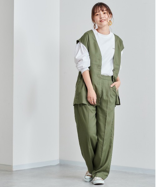 cepo(セポ)の「レーヨンリネンセンタープレスパンツ セットアップ可能(その他パンツ・レディース・ブラック/オリーブ・M)」の12枚目の写真