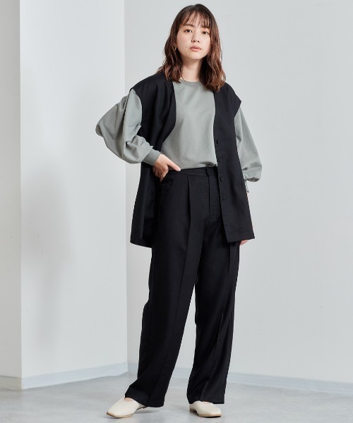 cepo(セポ)の「レーヨンリネンセンタープレスパンツ セットアップ可能(その他パンツ・レディース・ブラック/オリーブ・M)」の16枚目の写真